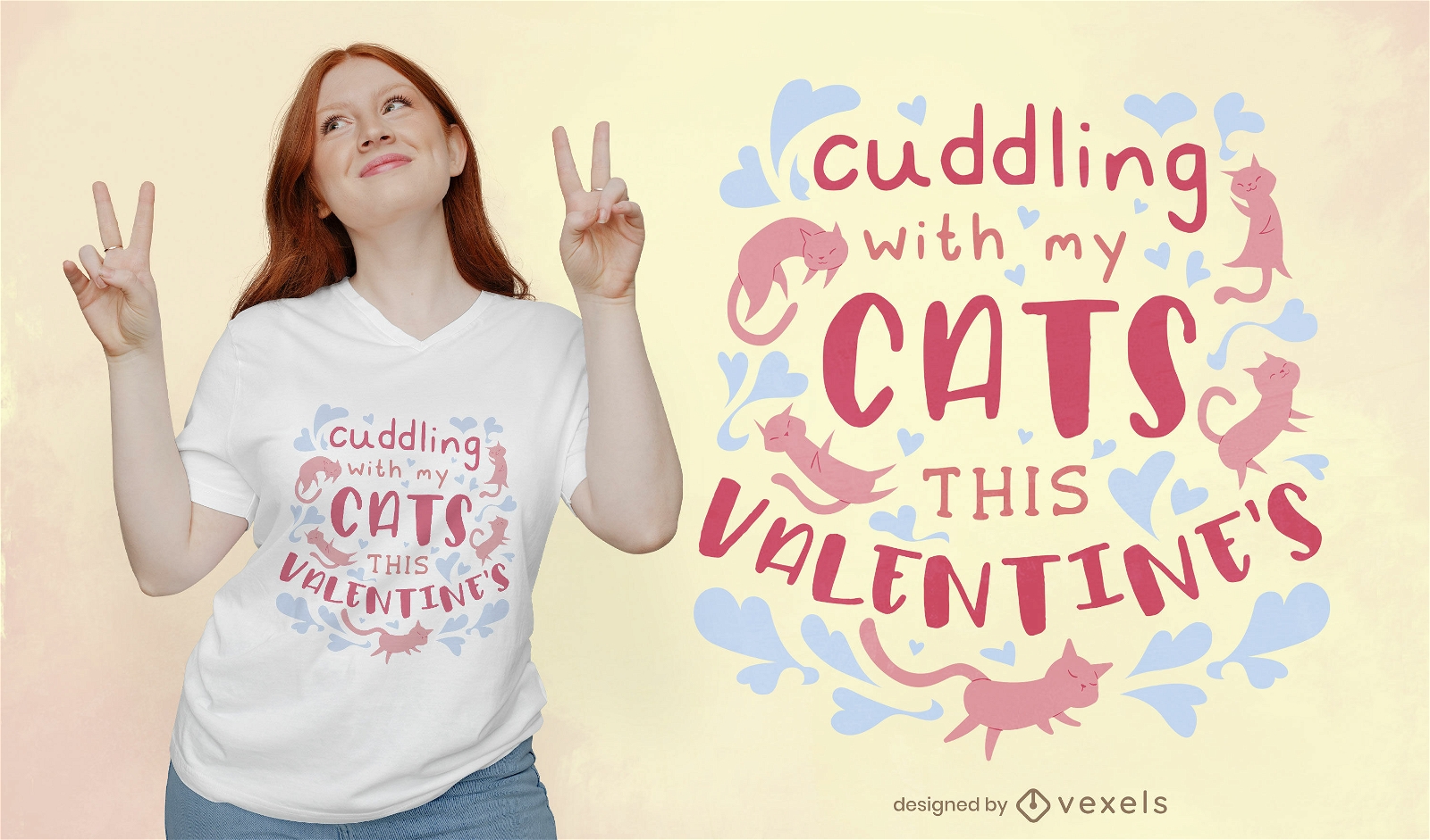 Diseño de camiseta de gato para el día de san valentín.