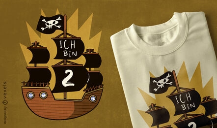 2nd birthday pirate ship t-shirt design