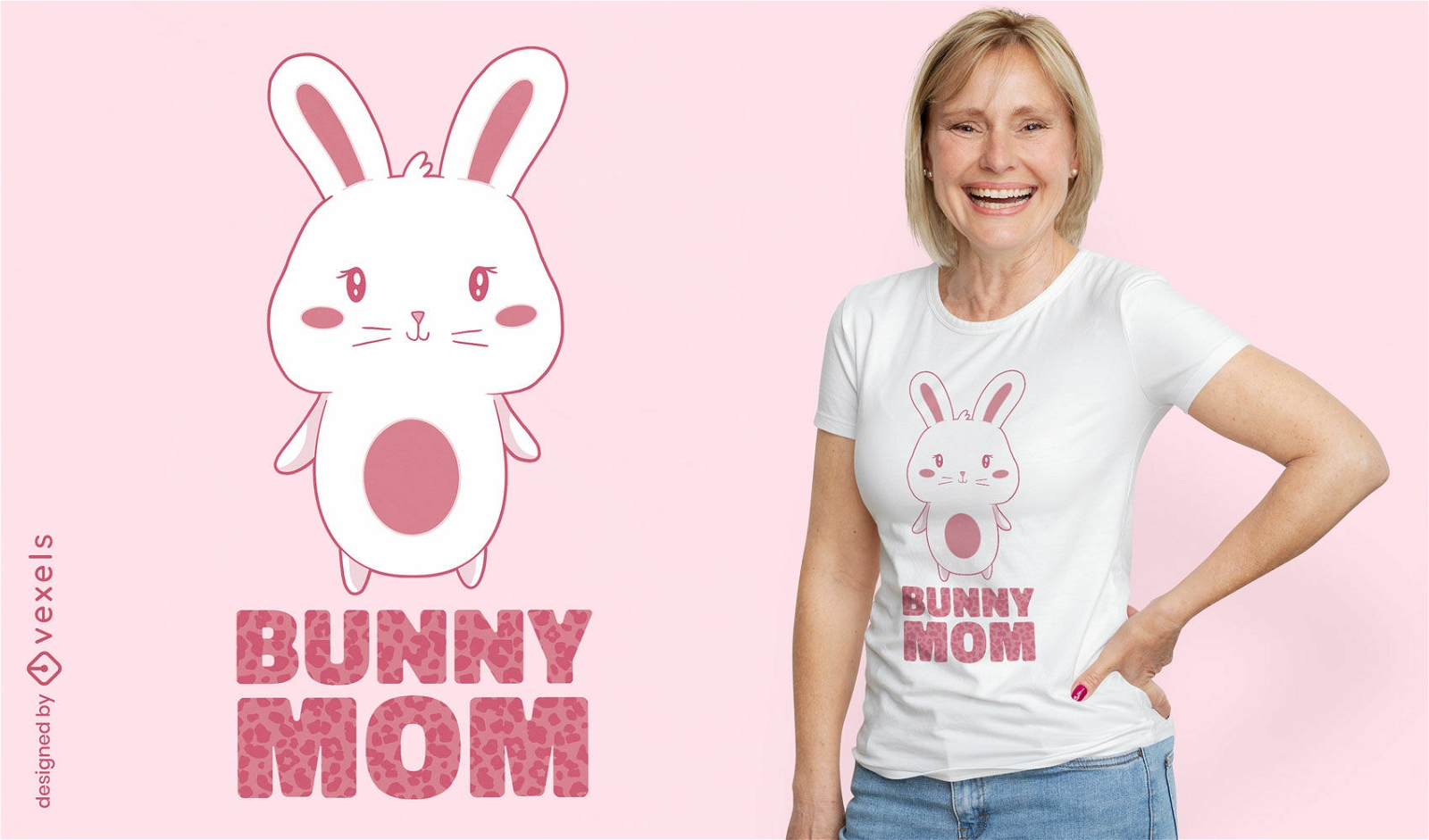 Diseño lindo de camiseta de mamá conejito
