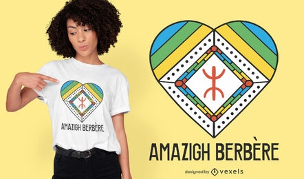 Símbolo africano dentro do design de camiseta de coração