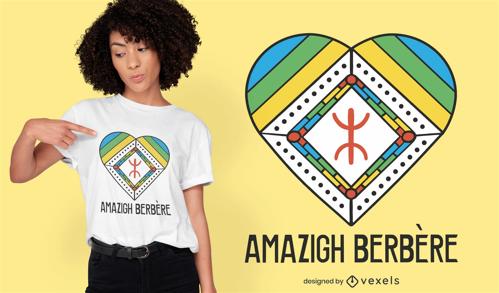 Símbolo africano dentro del diseño de la camiseta del corazón