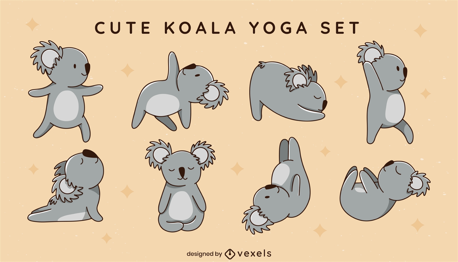 Conjunto de caracteres de koala de yoga