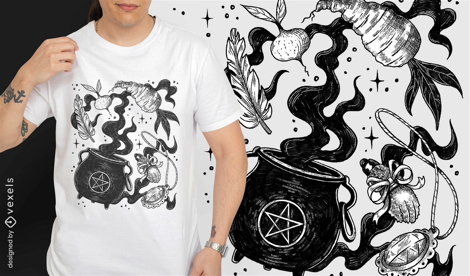 Design de camiseta de caldeirão de fermentação de bruxas