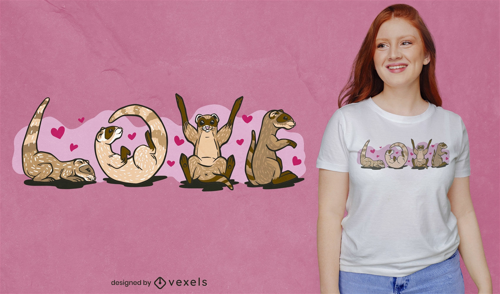 Ferret animals love quote t-shirt design