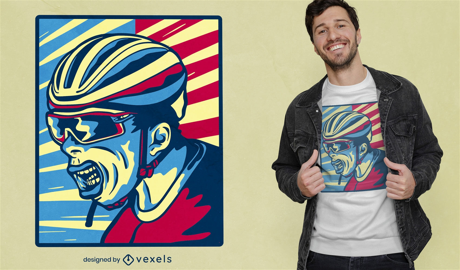 Cyclist with helmet and glasses t-shirt design