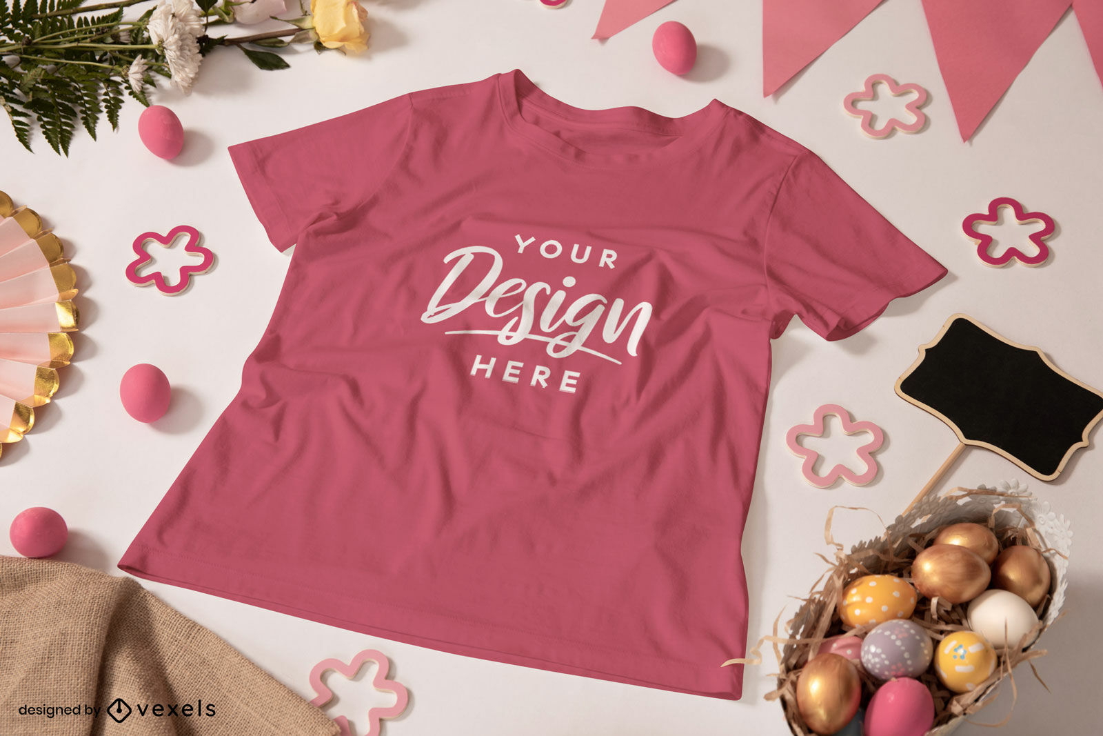 Maquete de camiseta rosa de páscoa