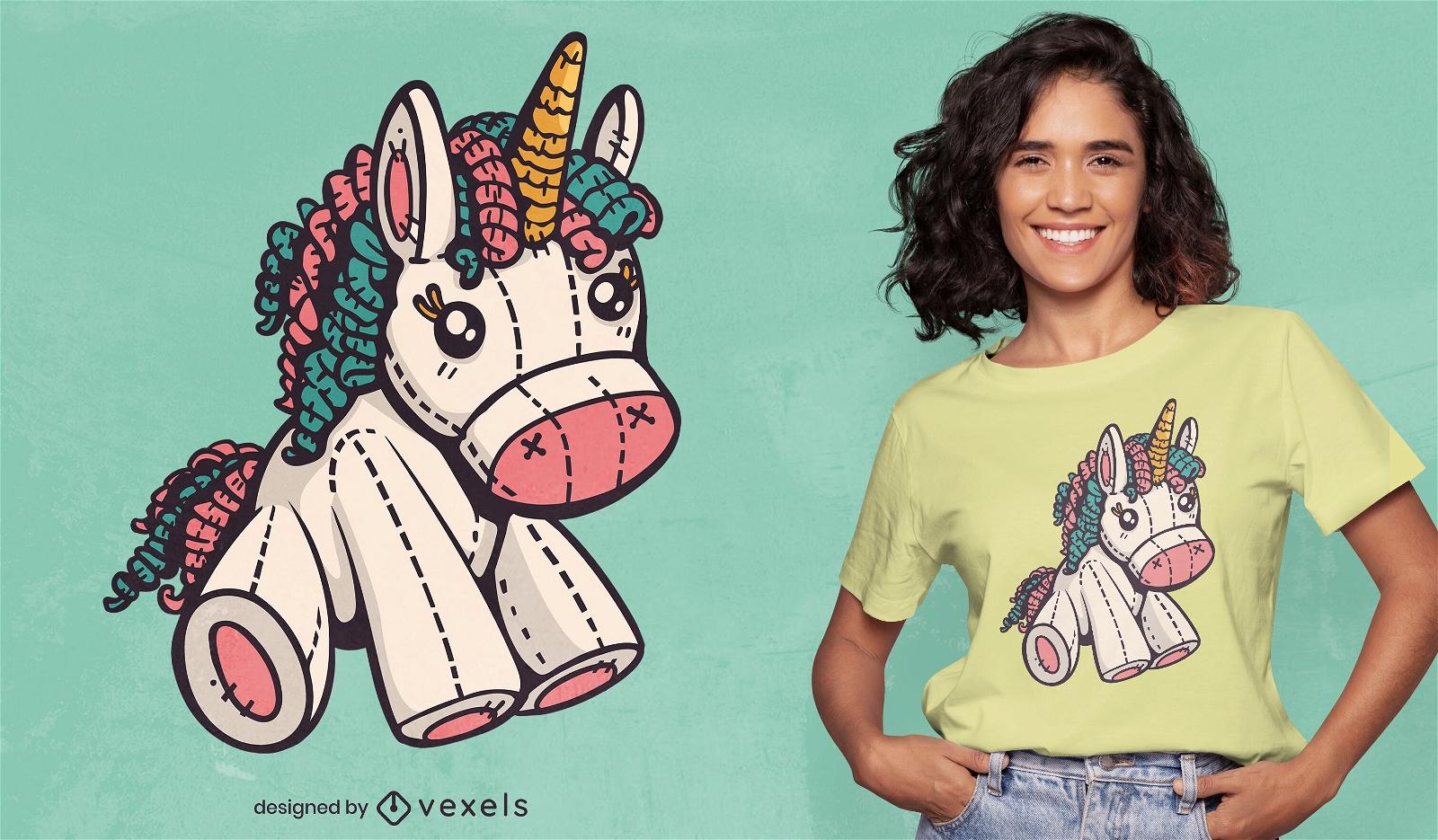Diseño de camiseta de peluche de unicornio.