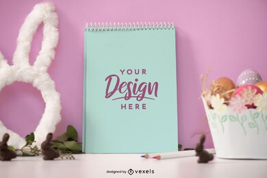 Easter desk notebook mockup design