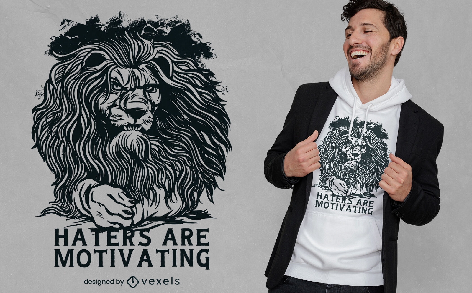 Design de camiseta de animais selvagens de leão bravo