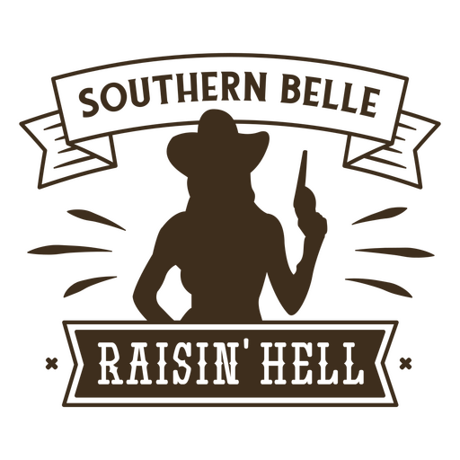 Einfaches Zitatabzeichen des Southern Belle Cowgirls PNG-Design