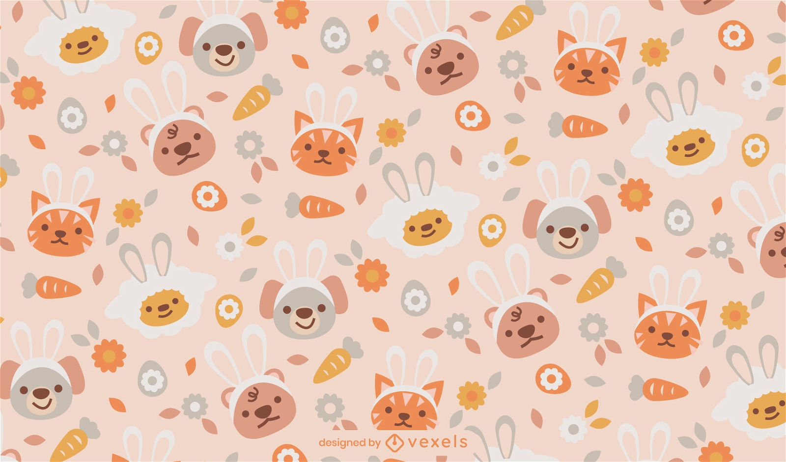 Animals with bunny ears pattern design