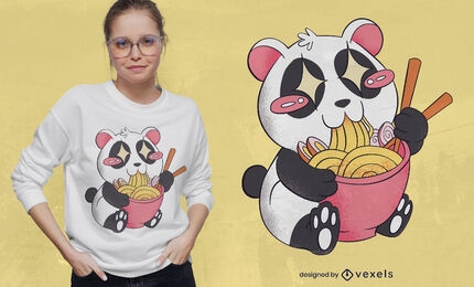 Panda bear eating ramen t-shirt design