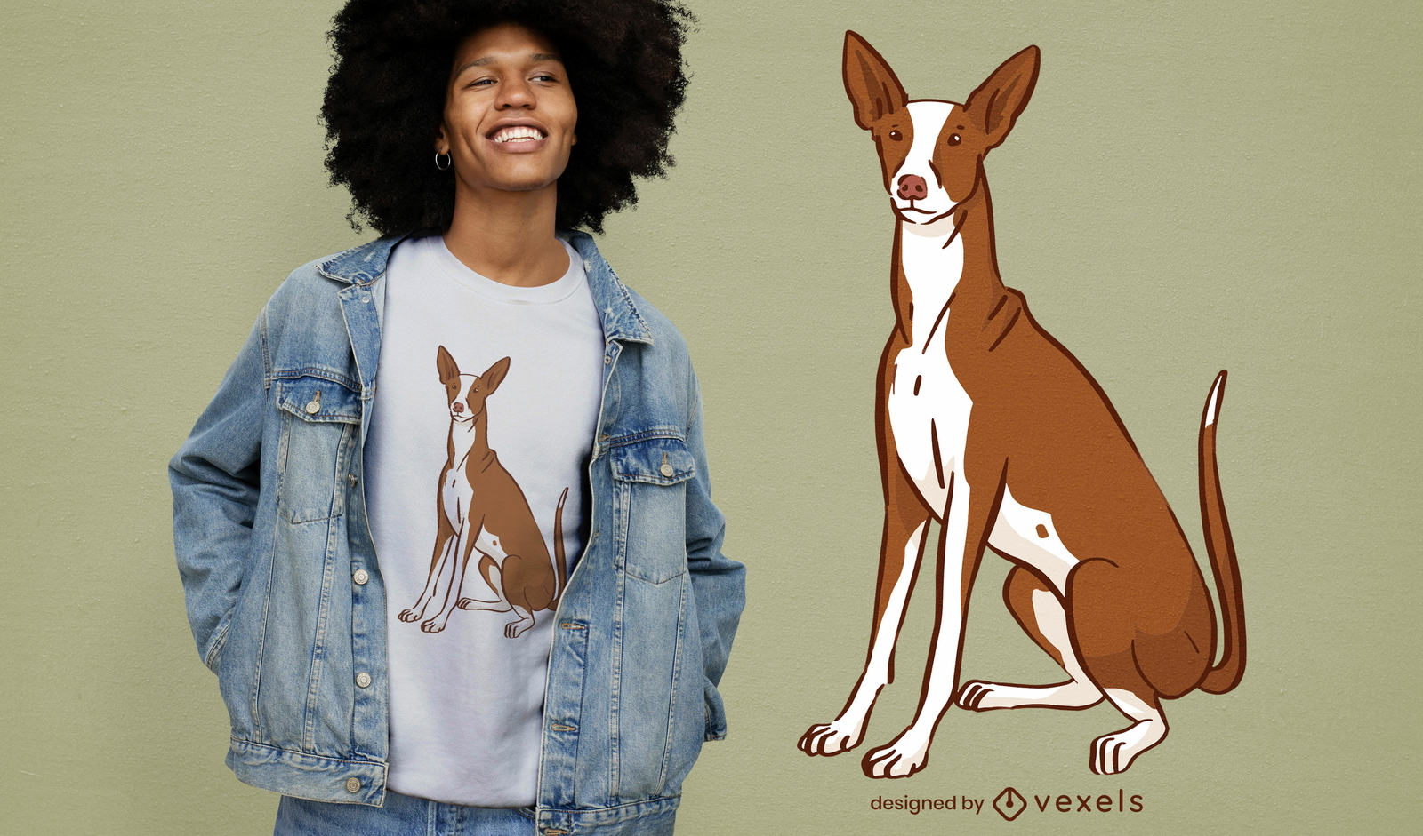 Diseño de camiseta de perro de raza Podenco