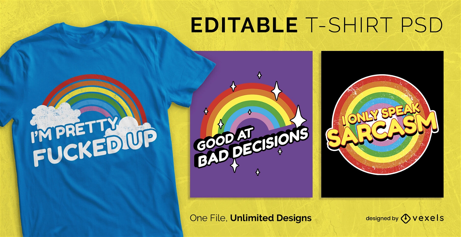 Rainbow scalable t-shirt psd
