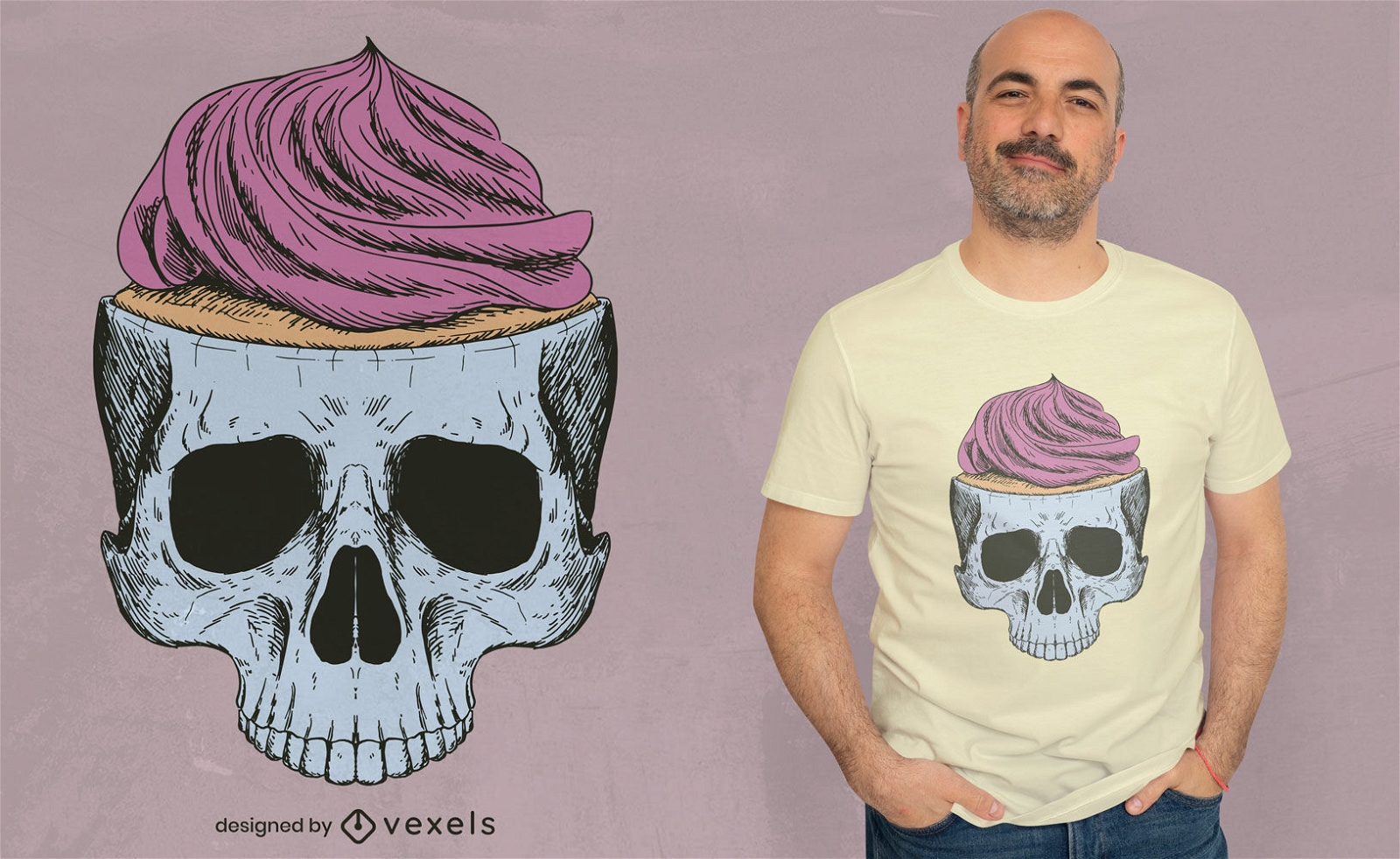 Cupcake skull t-shirt design