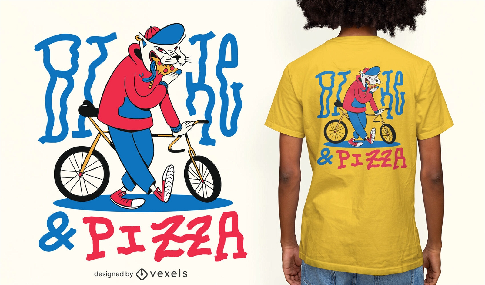 Design de camiseta de gato de bicicleta Fixie