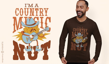 Design de camiseta de personagem de música country