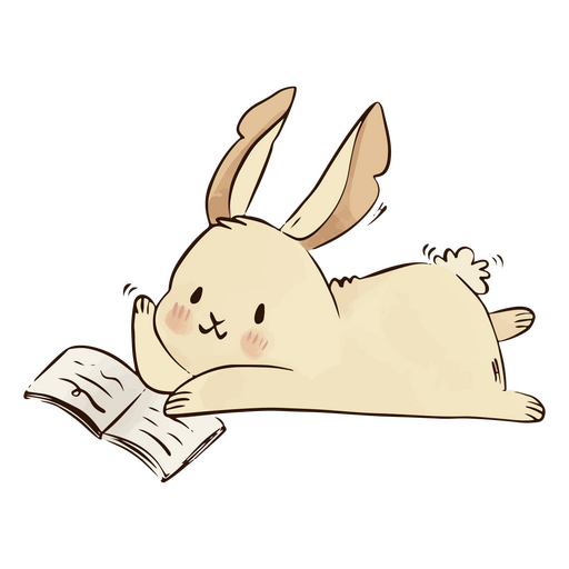 Cute bunny book character PNG Design