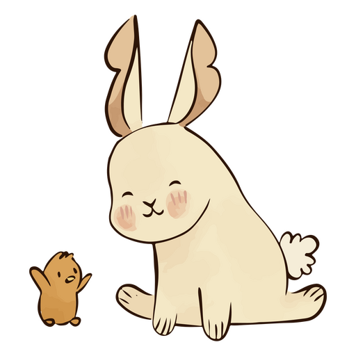 Cute bunny and chicken characters PNG Design