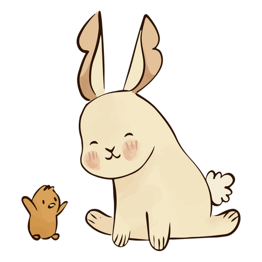 Personagens fofos de coelho e frango Desenho PNG