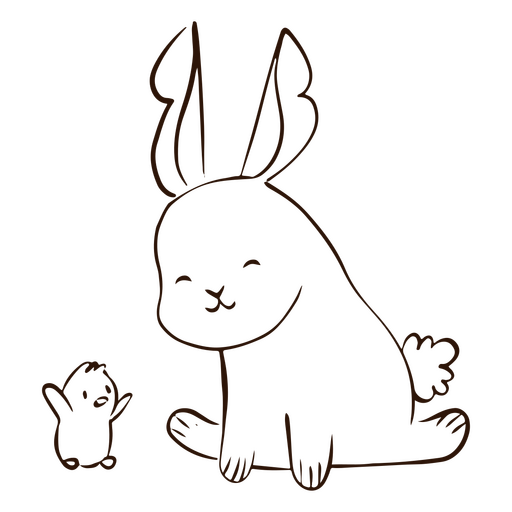 Animais fofos de coelho e galinha Desenho PNG
