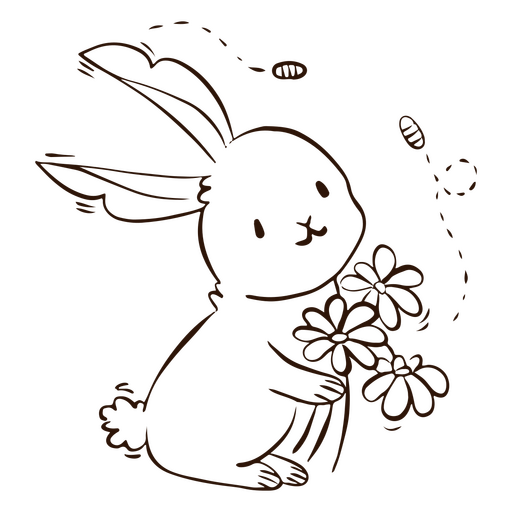 Animal de flores de coelhinho fofo Desenho PNG