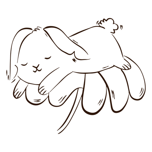 Lindo conejito flor dormir animal Diseño PNG