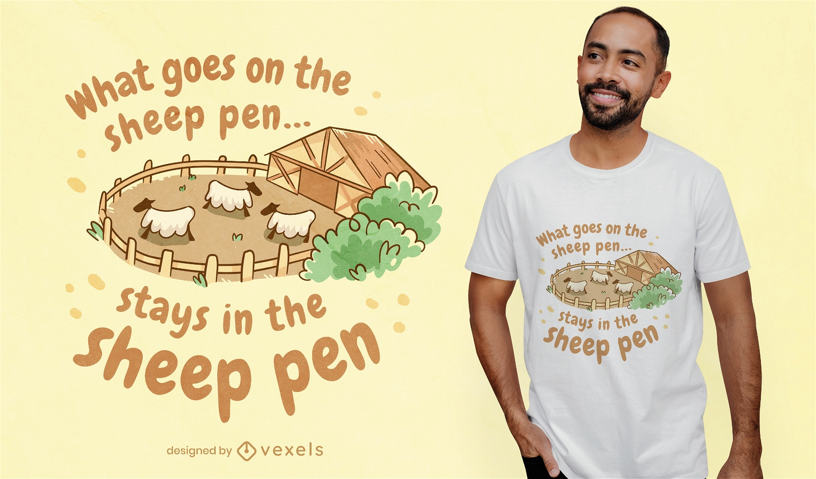 Diseño de camiseta de cita de granja divertida de corral de ovejas
