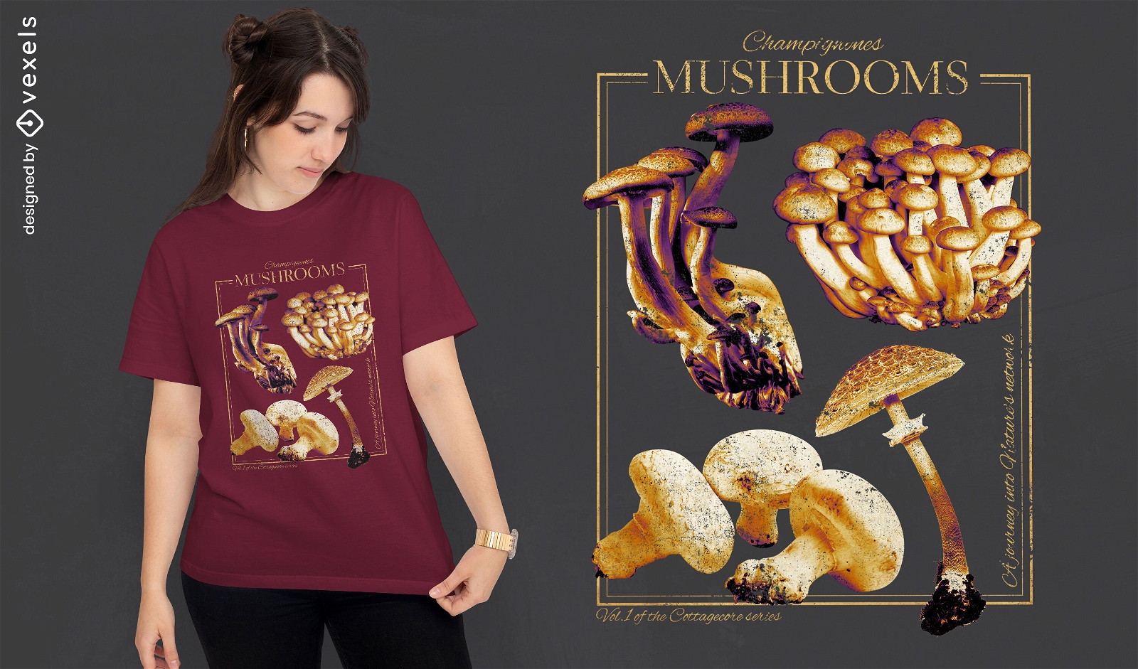 Cottagecore mushrooms t-shirt design
