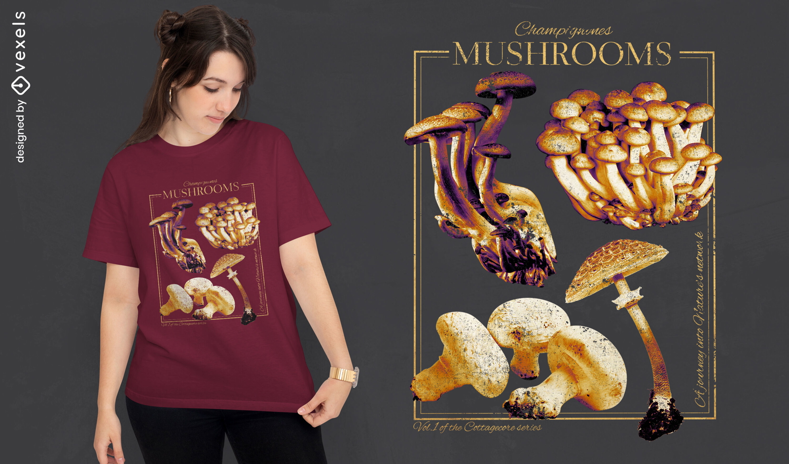 Design de camiseta de cogumelos Cottagecore