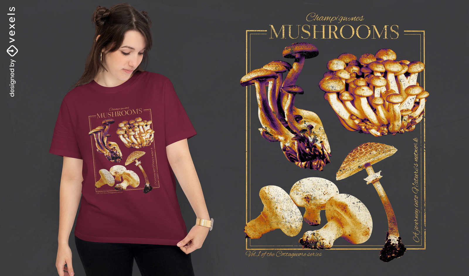 Diseño de camiseta de setas Cottagecore.