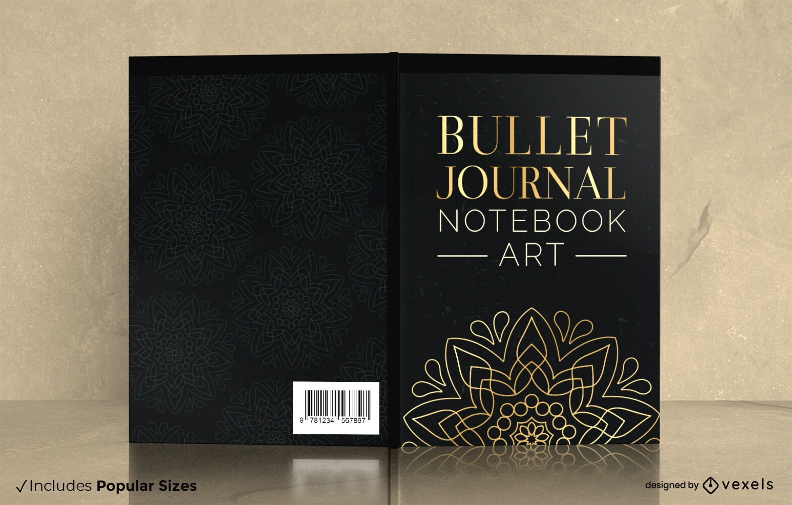 Design de capa de livro de caderno de mandala artística