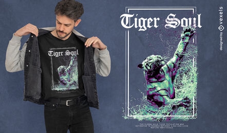Tiger springendes T-Shirt-Design