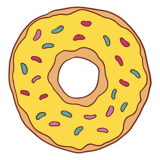 Traço de cor de rosquinha amarelo Desenho PNG