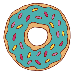Blau glasierter Donut-Farbstrich PNG-Design
