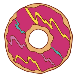 Trazo de color de donut glaseado rosa Diseño PNG