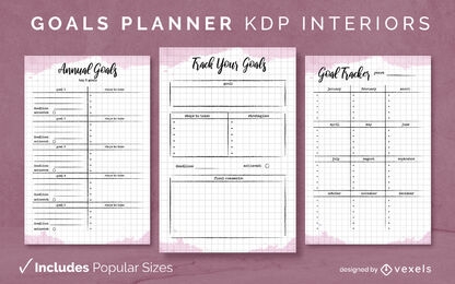 Modelo de diário de planejador de metas KDP Design de interiores