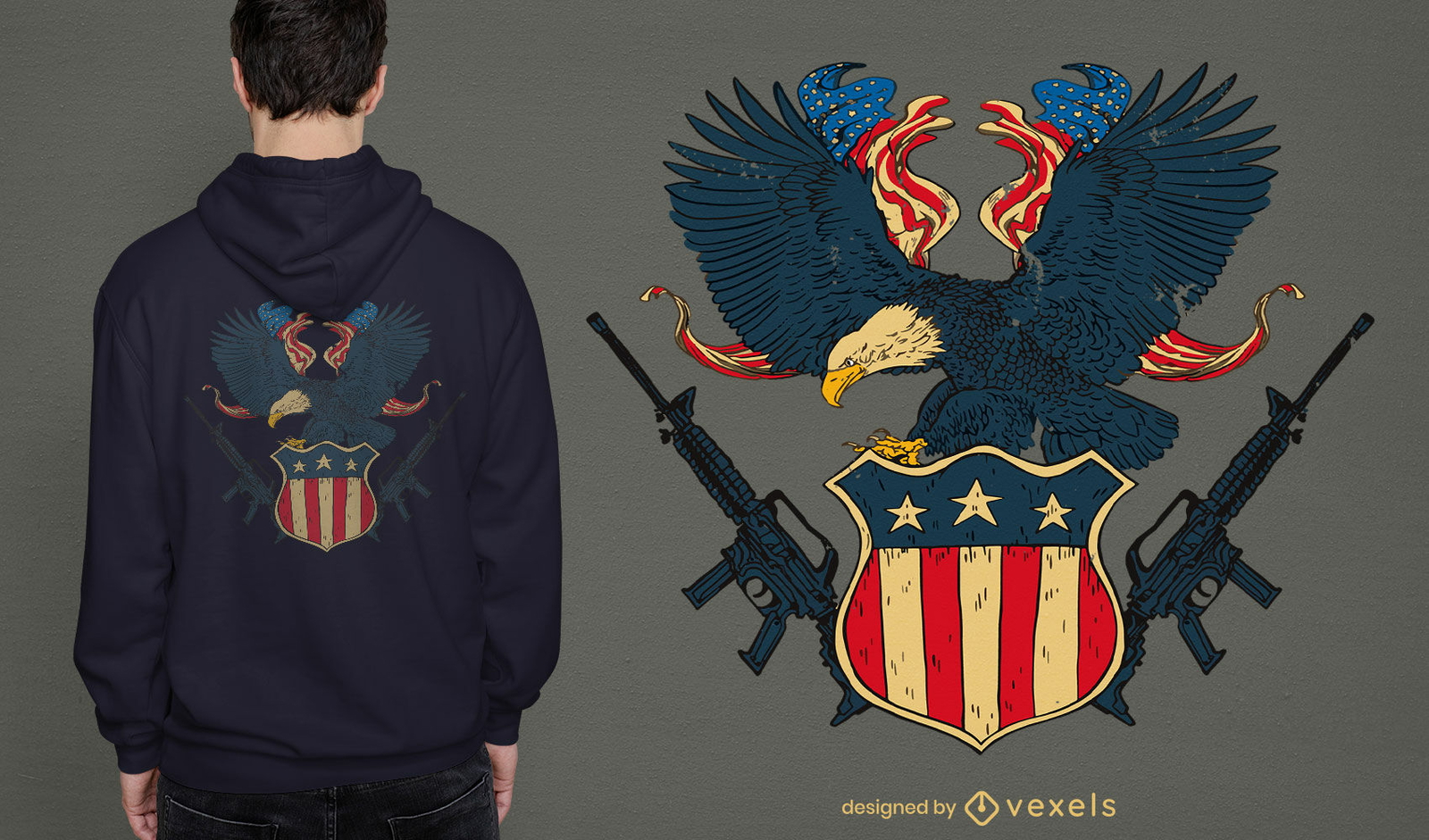 Diseño de camiseta americana del día de los veteranos.