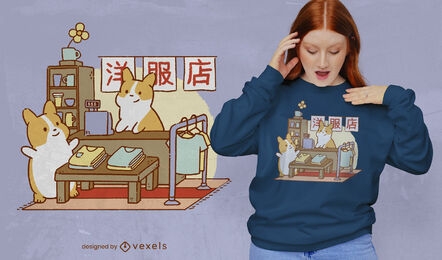 Design de camiseta de loja de animais de cachorro Corgi