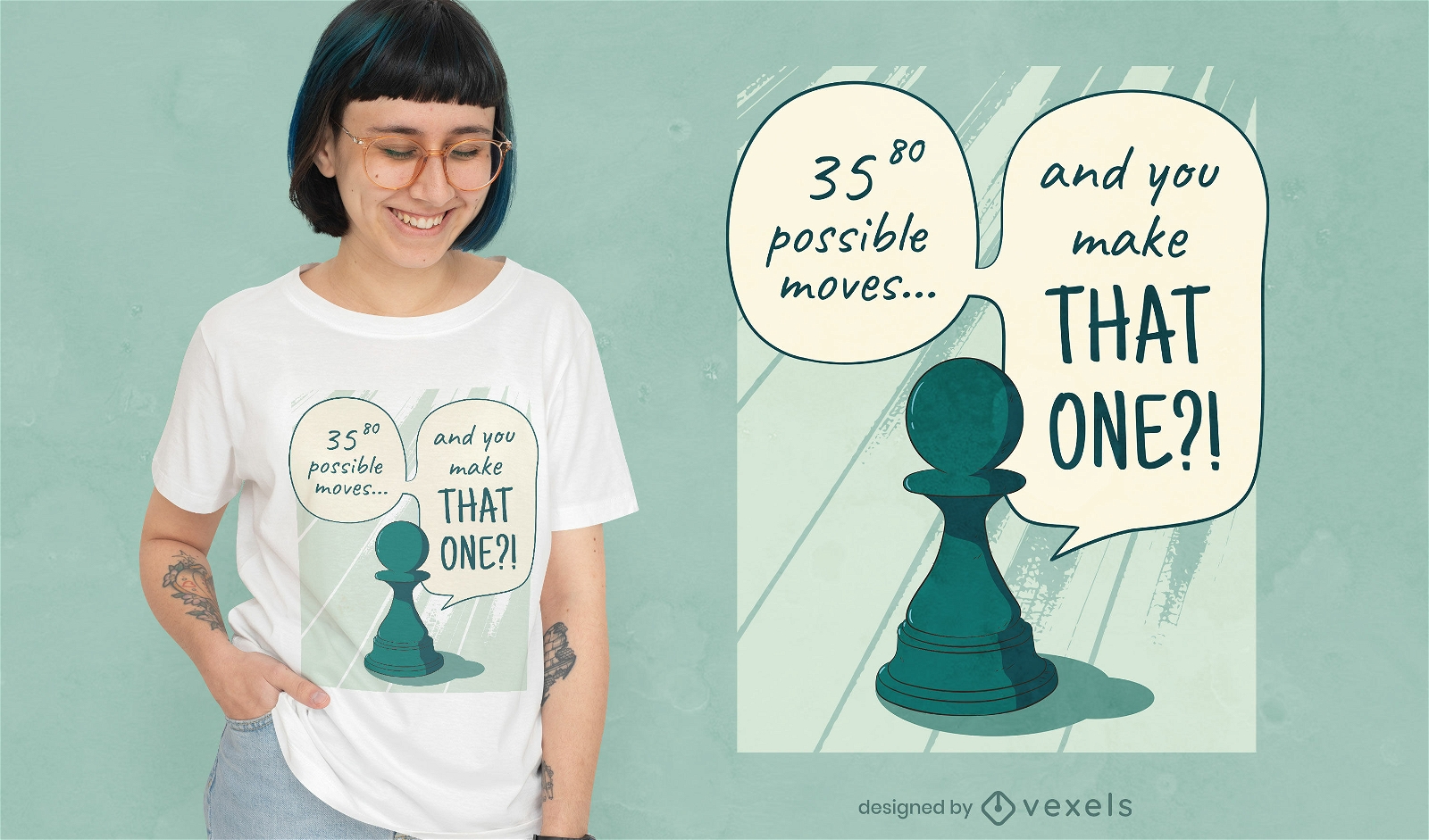 Diseño de camiseta de juego de pieza de ajedrez de peón