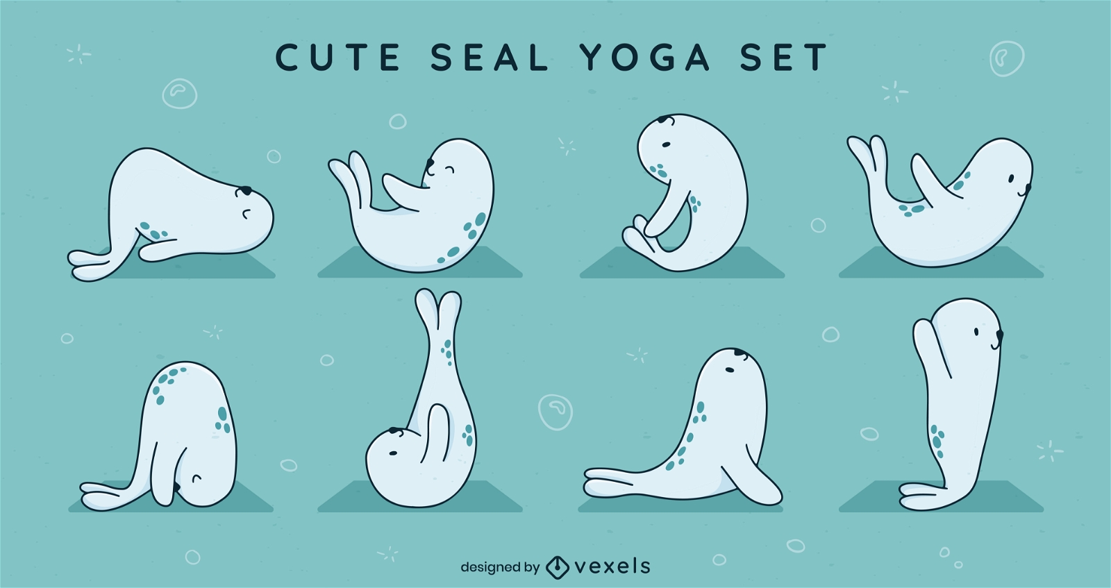 Conjunto de caracteres de ioga de selo bonito