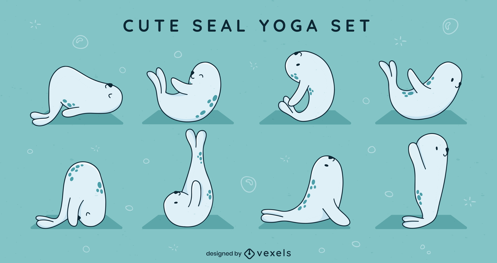 Cute seal yoga character set