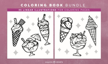 Design de páginas de livro para colorir de sorvete