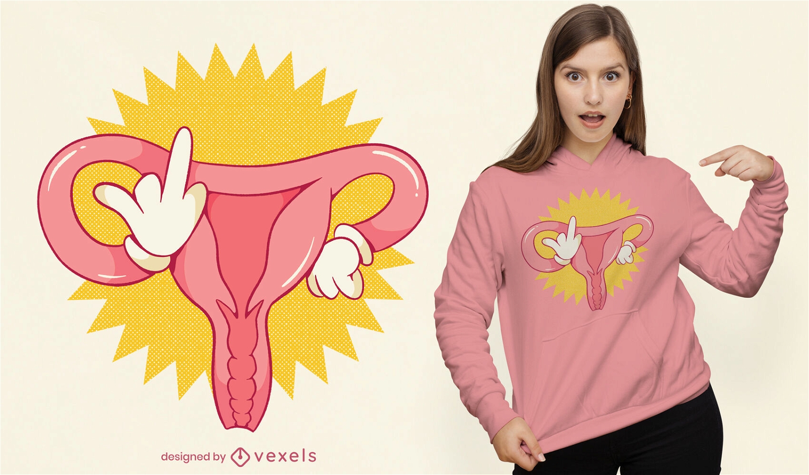 Wütendes feministisches T-Shirt-Design der Gebärmutter