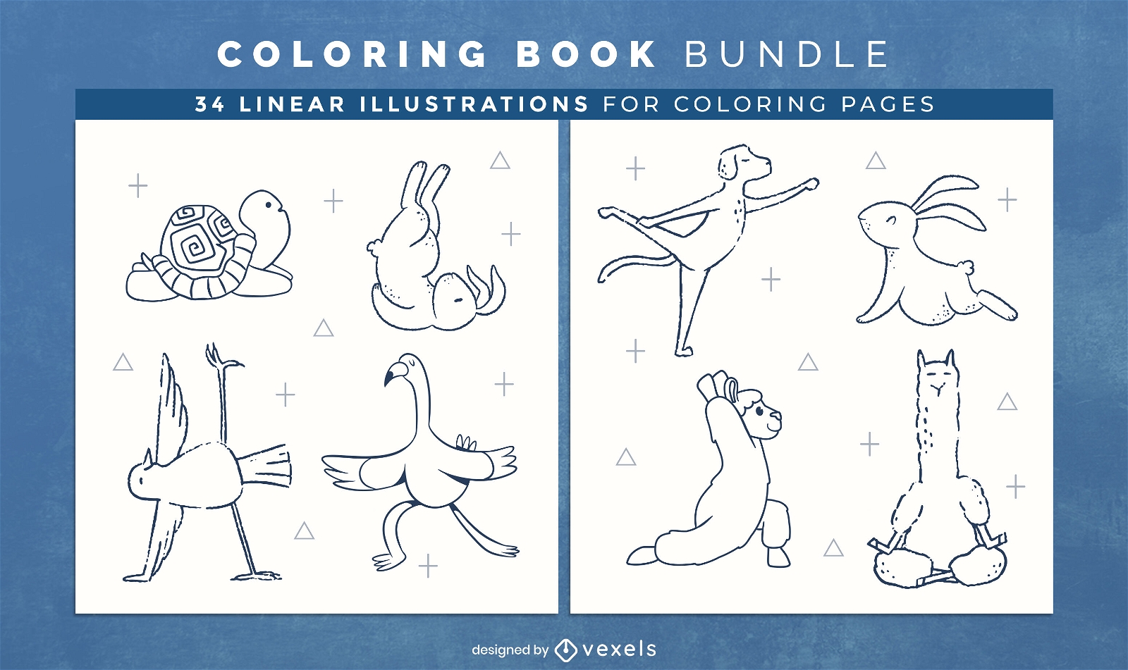 Yoga-Cartoon-Tiere zum Ausmalen von Buchseiten-Design