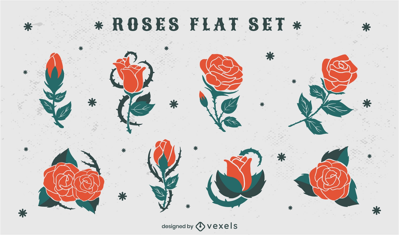 Roses flat set