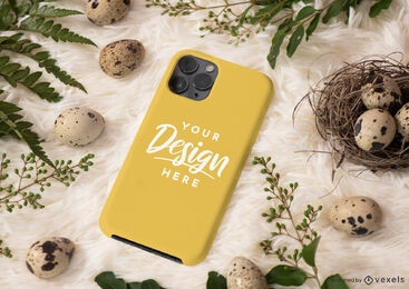 design de maquete de capa de telefone de ovos de páscoa