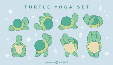 Conjunto de caracteres de yoga tortuga