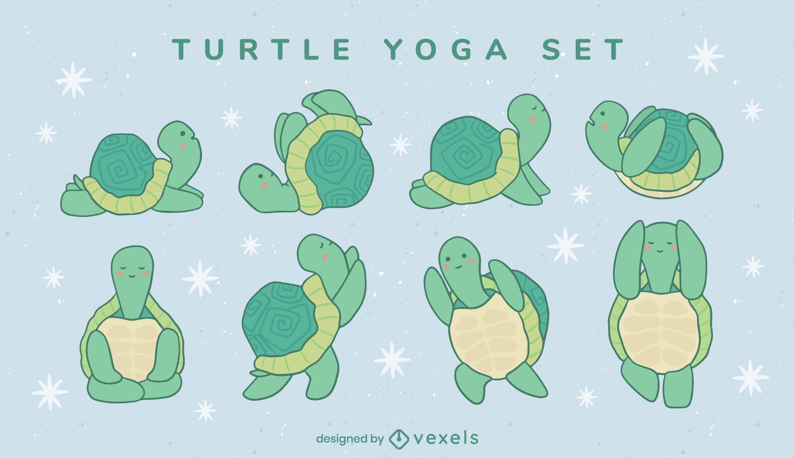 Turtle yoga character set