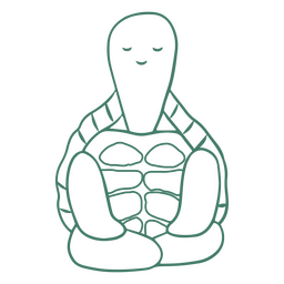 Cute turtle meditation pose simple stroke character Transparent PNG